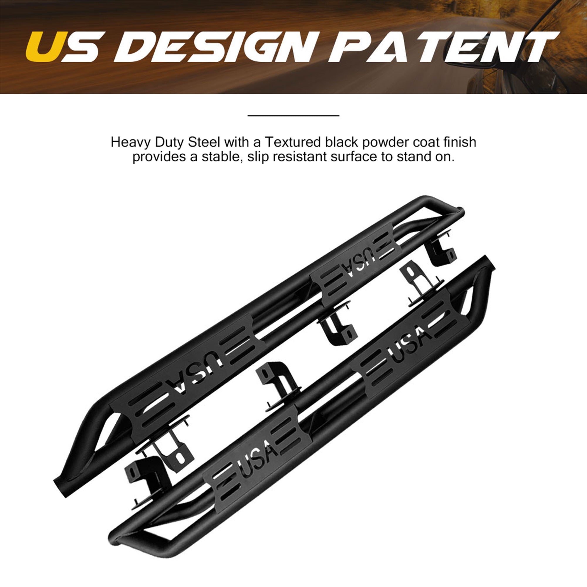 AMERICAN MODIFIED USA Style Side Step Bars for 2018 to 2023 Jeep Wrangler JL - VMInnovations