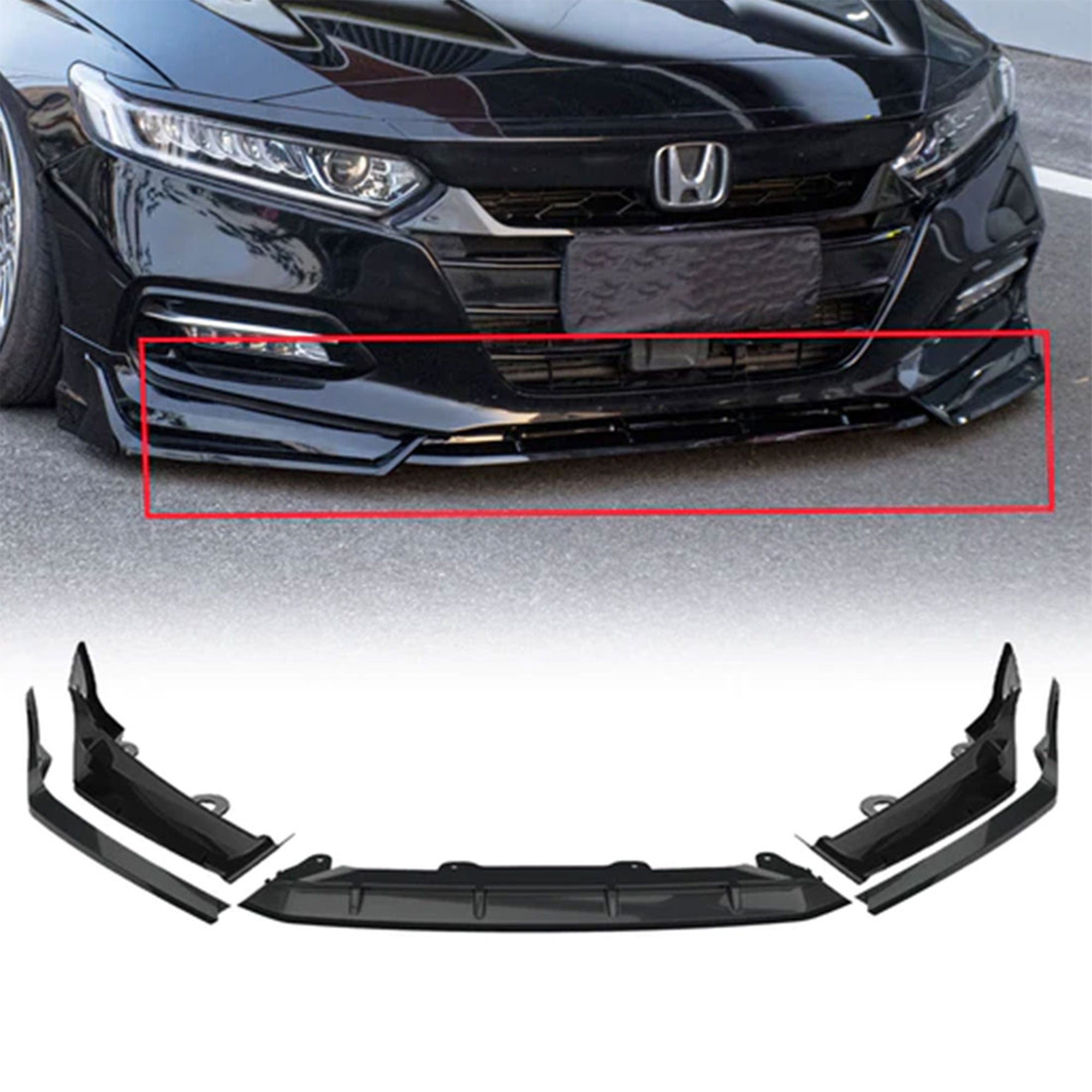 AMERICAN MODIFIED 2018 to 2020 Honda Accord Aerodynamic Front Lip Spoiler, Black - VMInnovations