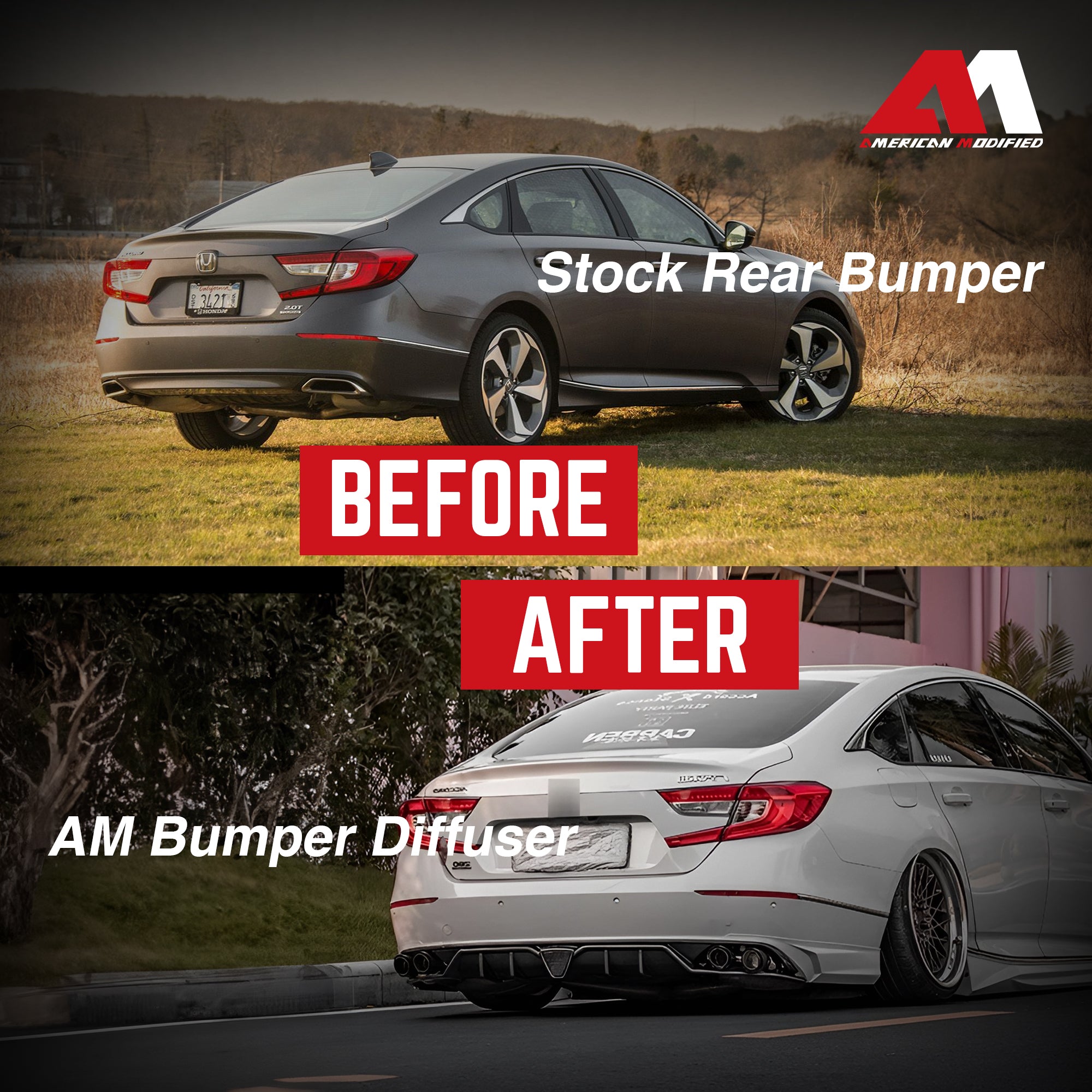 AMERICAN MODIFIED 18-23 Honda Accord Rear Bumper Lip w/LED Light,White(Open Box) - VMInnovations