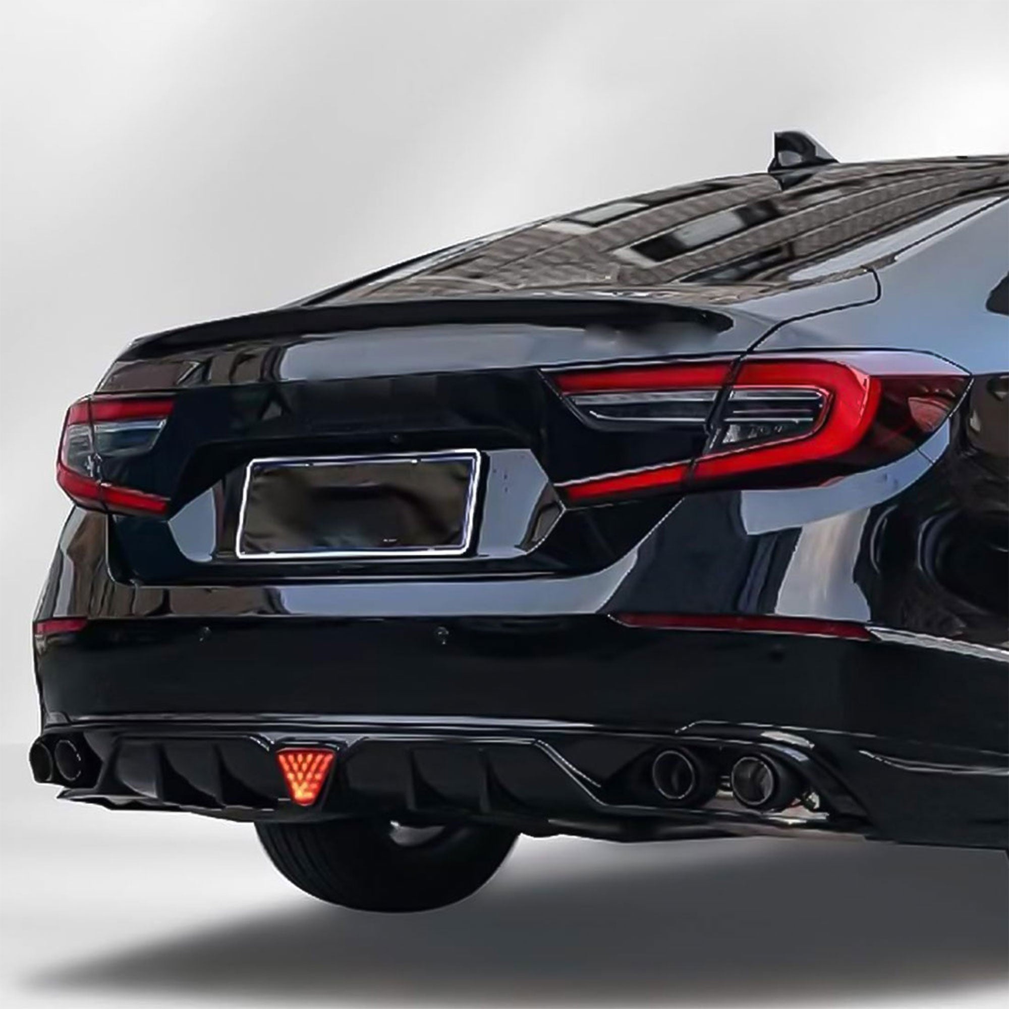 AMERICAN MODIFIED 18-23 Honda Accord Rear Bumper Diffuser Lip w/LED Light, Black - VMInnovations