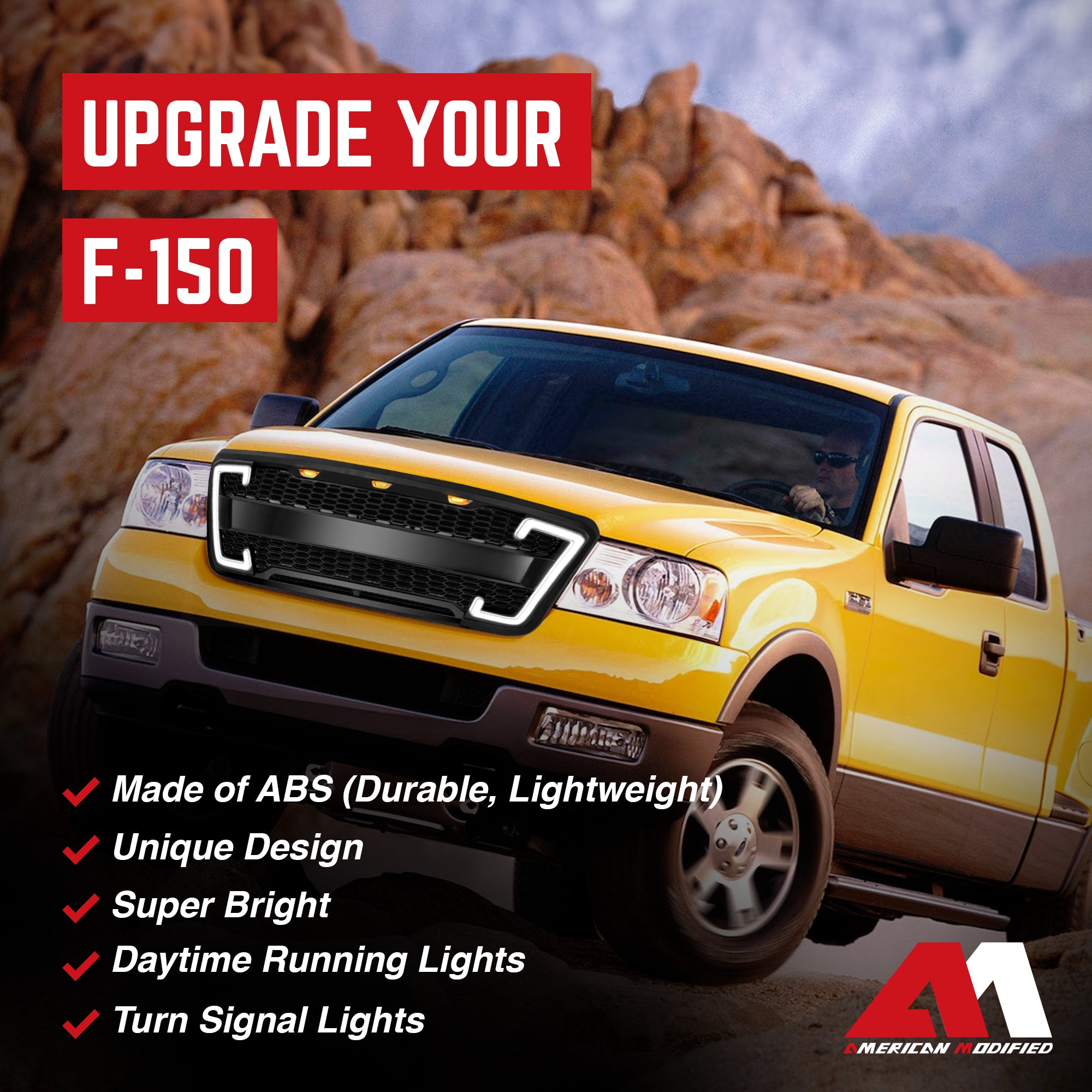 AMERICAN MODIFIED Raptor Grille w/Turn Lights for 04-08 Ford F150(Open Box) - VMInnovations