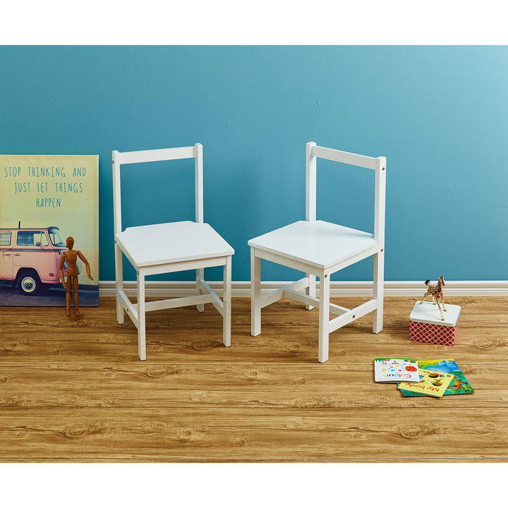 PJ Wood Kids Chair with Top Rail Back Support for Ages 1-5 Years Old (Set of 2) - VMInnovations