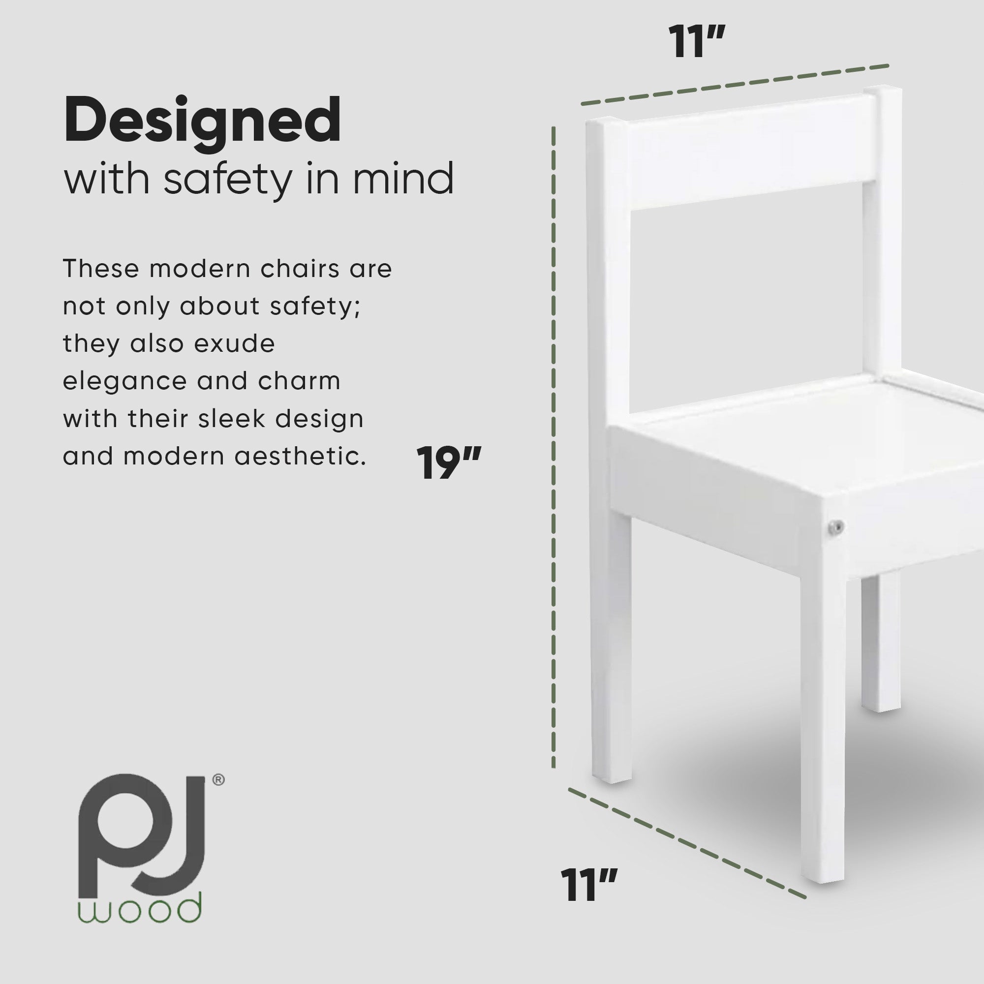 PJ Wood Kids Chair with Back Support for Ages 1-5 Years Old (Set of 2)(Open Box) - VMInnovations