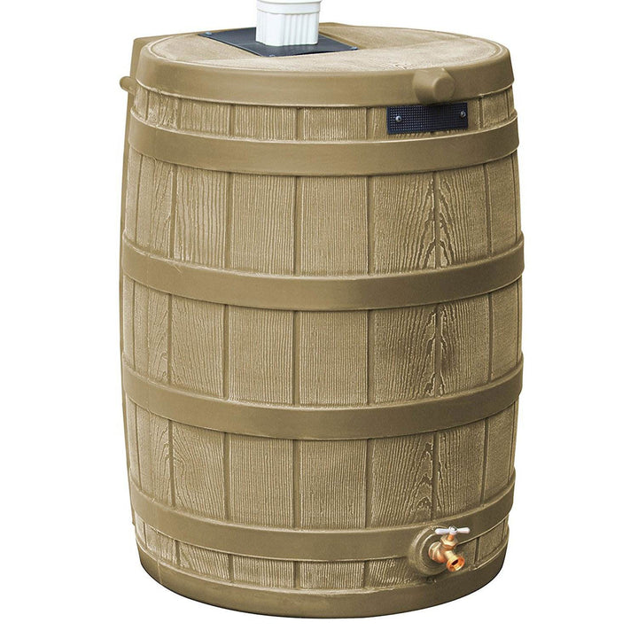 Good Ideas Rain Wizard 50 Gallon Plastic Barrel Water Collector, Khaki (3 Pack) - VMInnovations