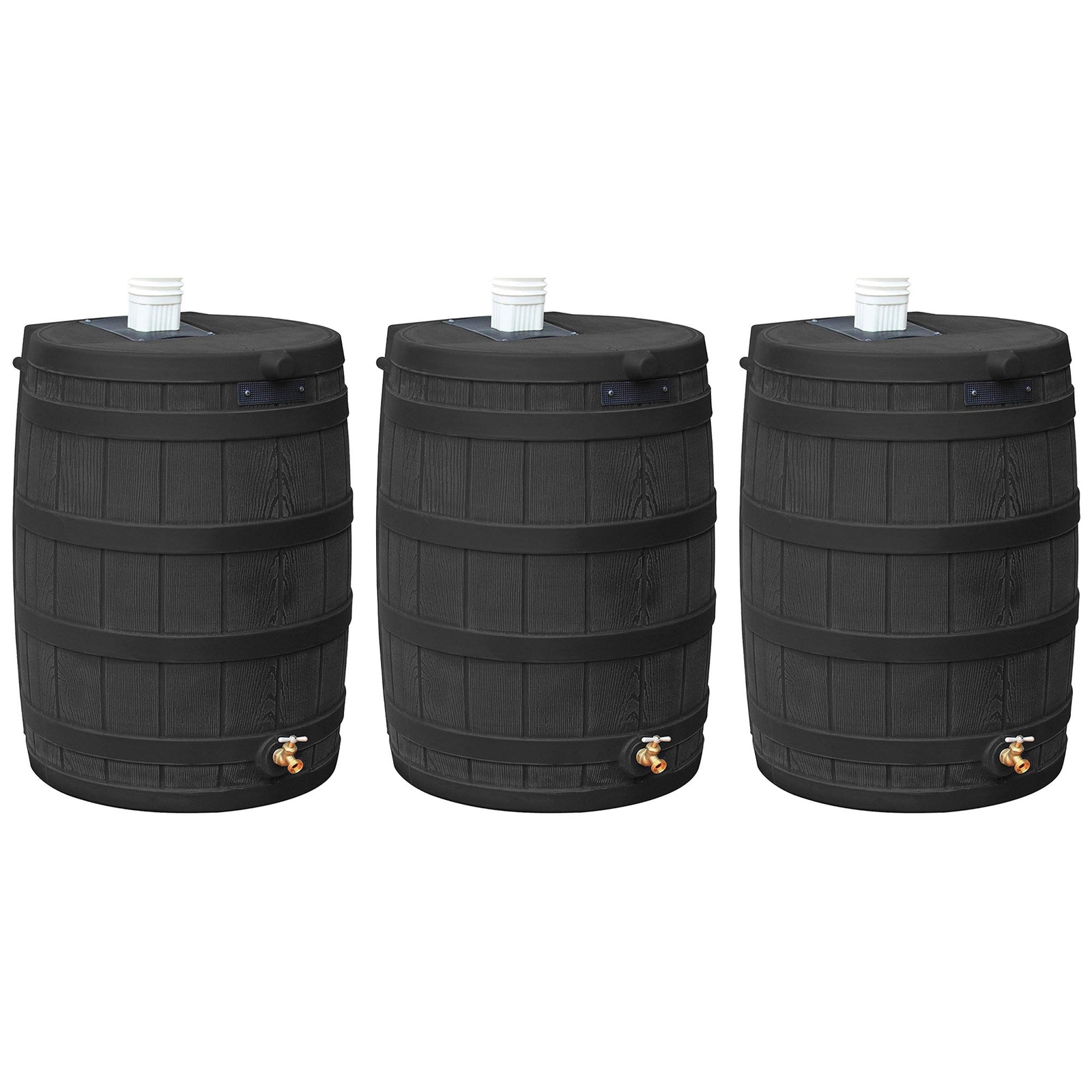 Good Ideas Rain Wizard 50 Gallon Plastic Barrel Water Collector, Black (3 Pack) - VMInnovations