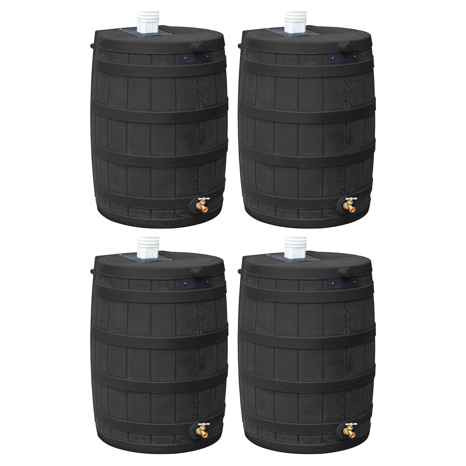 Good Ideas Rain Wizard 50 Gallon Plastic Barrel Water Collector, Black (4 Pack) - VMInnovations