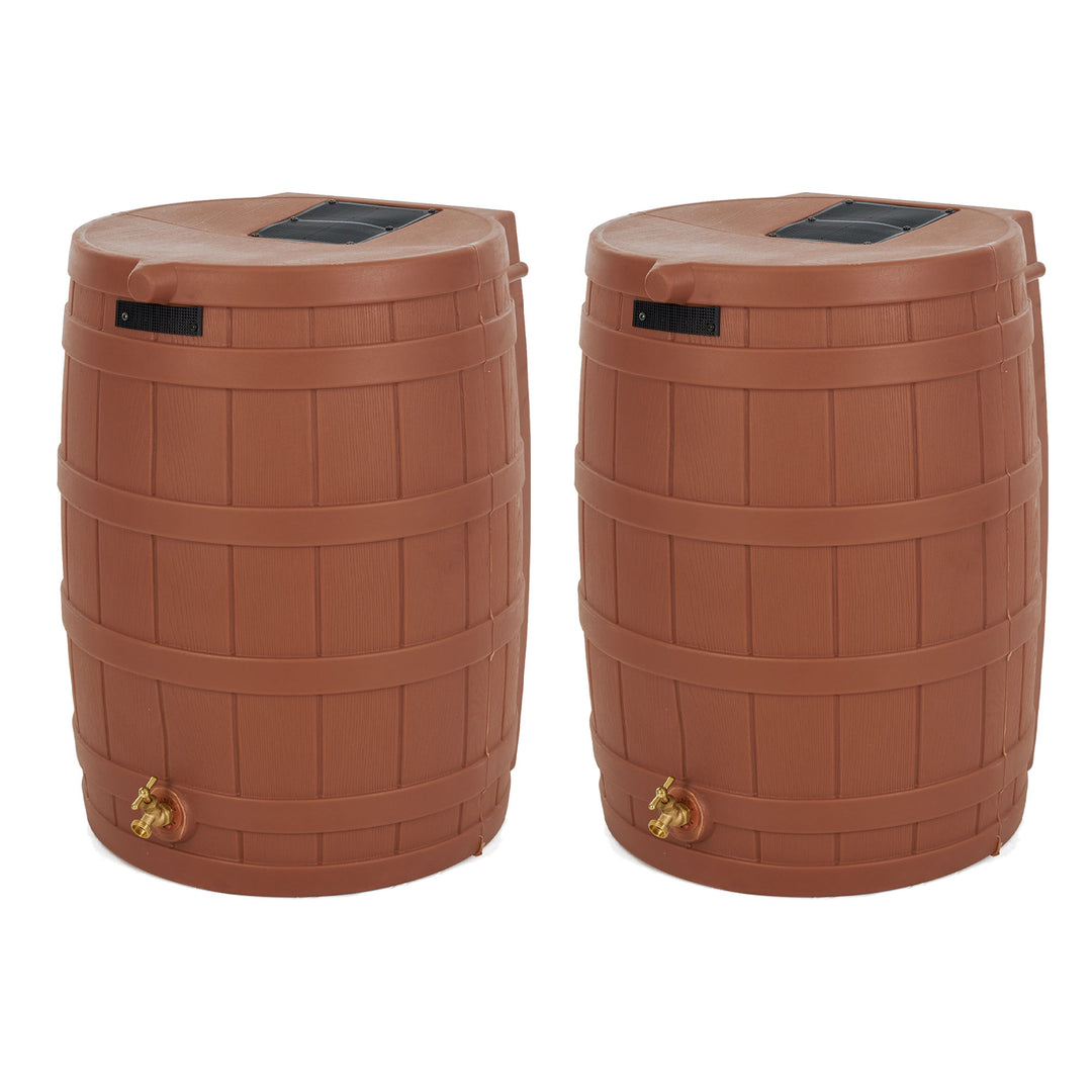 Good Ideas Rain Wizard Storage 50 Gallon Rain Barrel, Terra Cotta, (2 Pack) - VMInnovations
