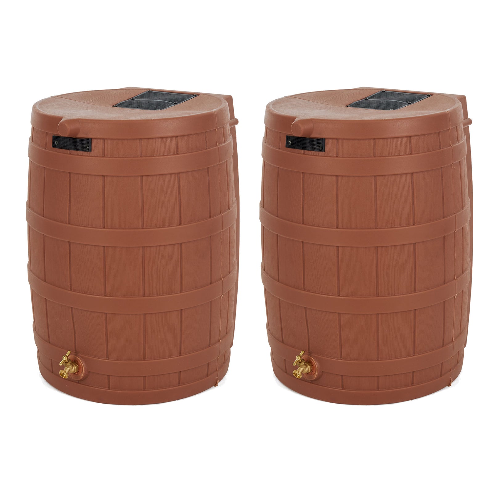 Good Ideas Rain Wizard Storage 50 Gallon Rain Barrel, Terra Cotta, (2 Pack) - VMInnovations