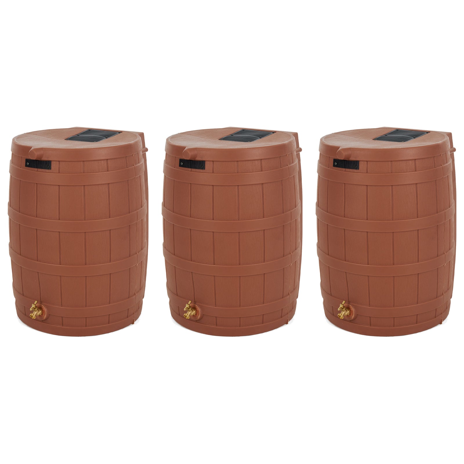 Good Ideas Rain Wizard Storage 50 Gallon Rain Barrel, Terra Cotta, (3 Pack) - VMInnovations