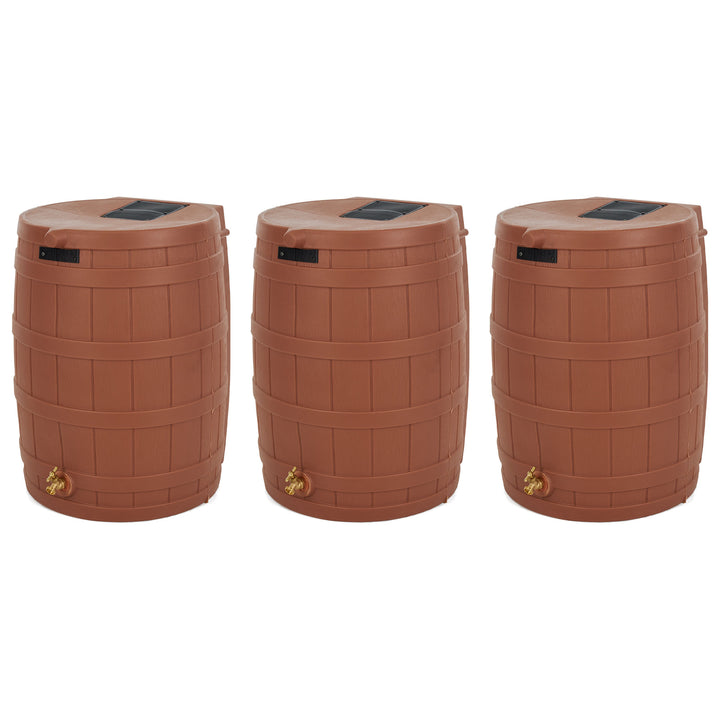 Good Ideas Rain Wizard Storage 50 Gallon Rain Barrel, Terra Cotta, (3 Pack) - VMInnovations