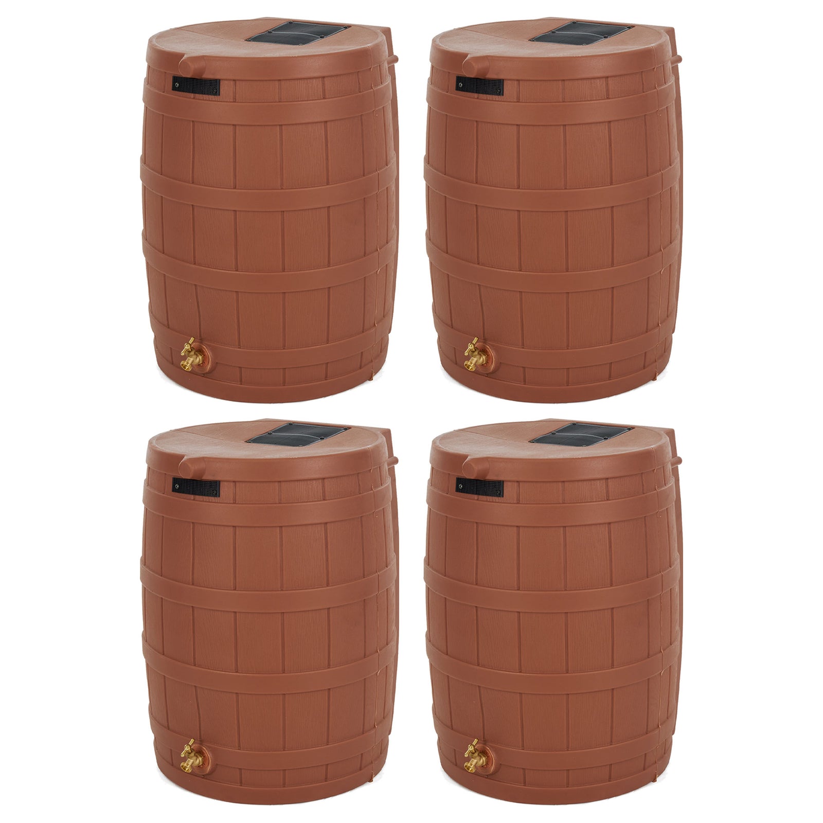 Good Ideas Rain Wizard Storage 50 Gallon Rain Barrel, Terra Cotta, (4 Pack) - VMInnovations