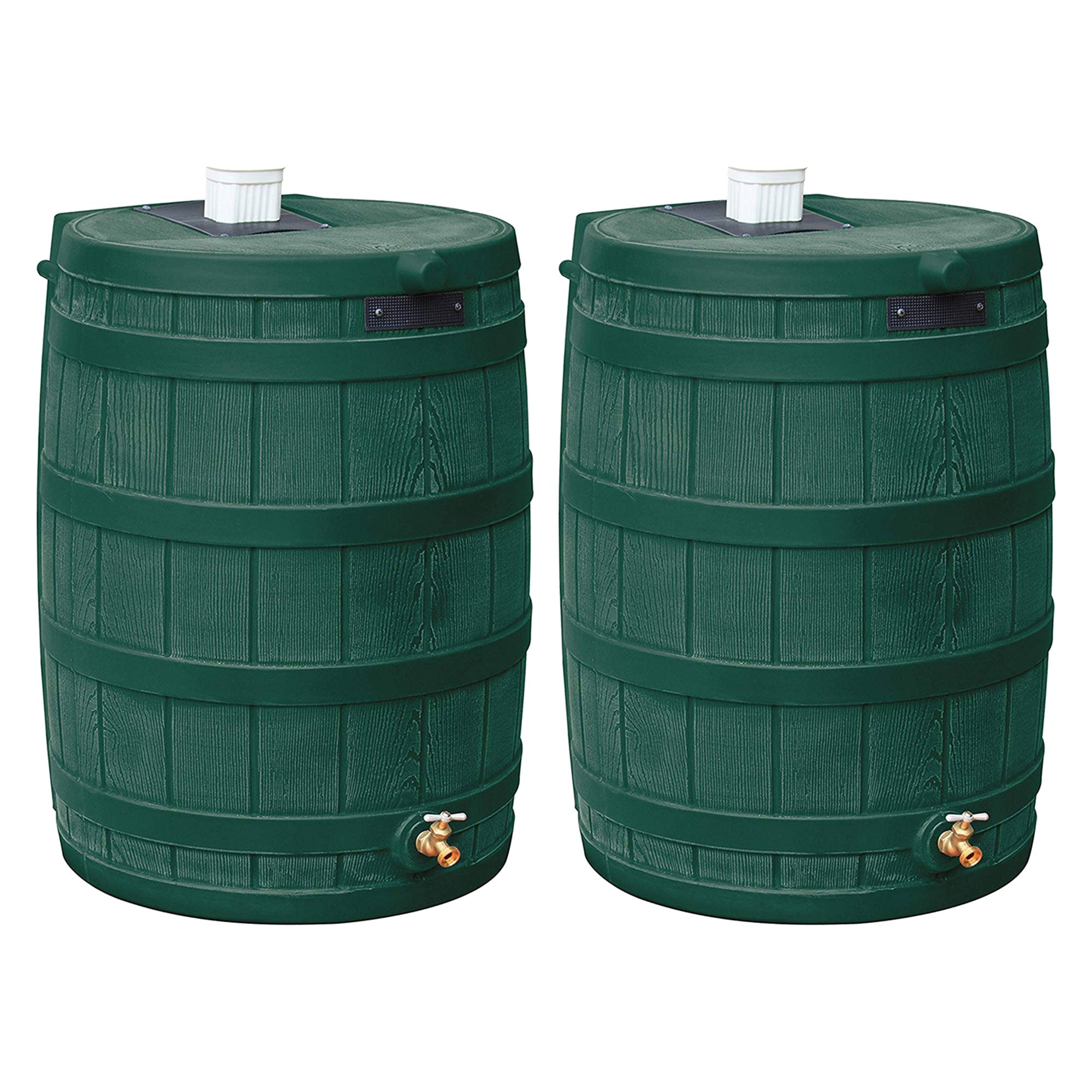 Good Ideas Rain Wizard Water Storage 50 Gallon Capacity Barrel, Green, (2 Pack) - VMInnovations