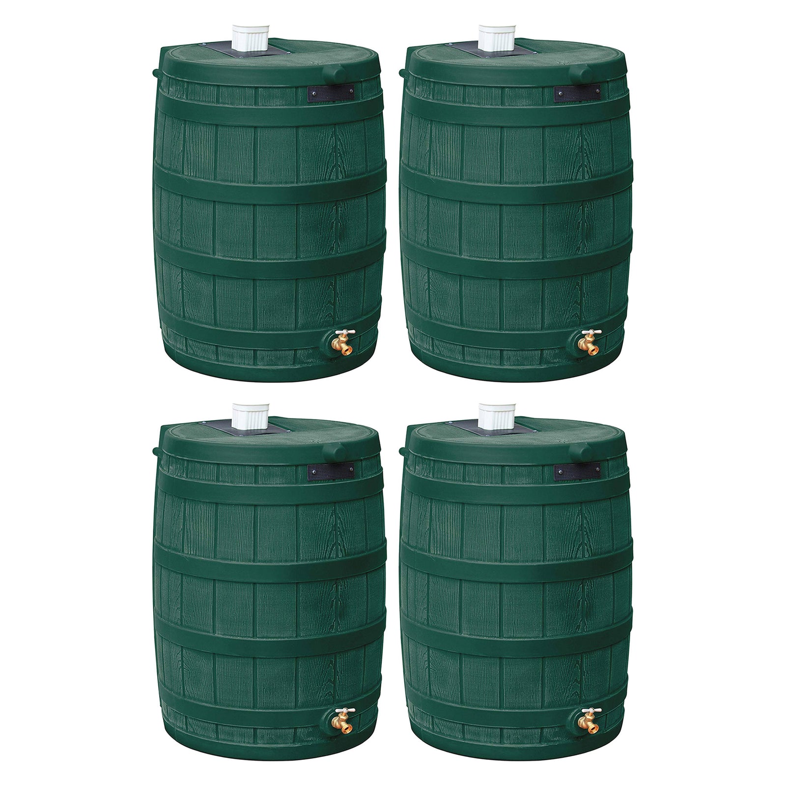 Good Ideas Rain Wizard Water Storage 50 Gallon Capacity Barrel, Green, (4 Pack) - VMInnovations