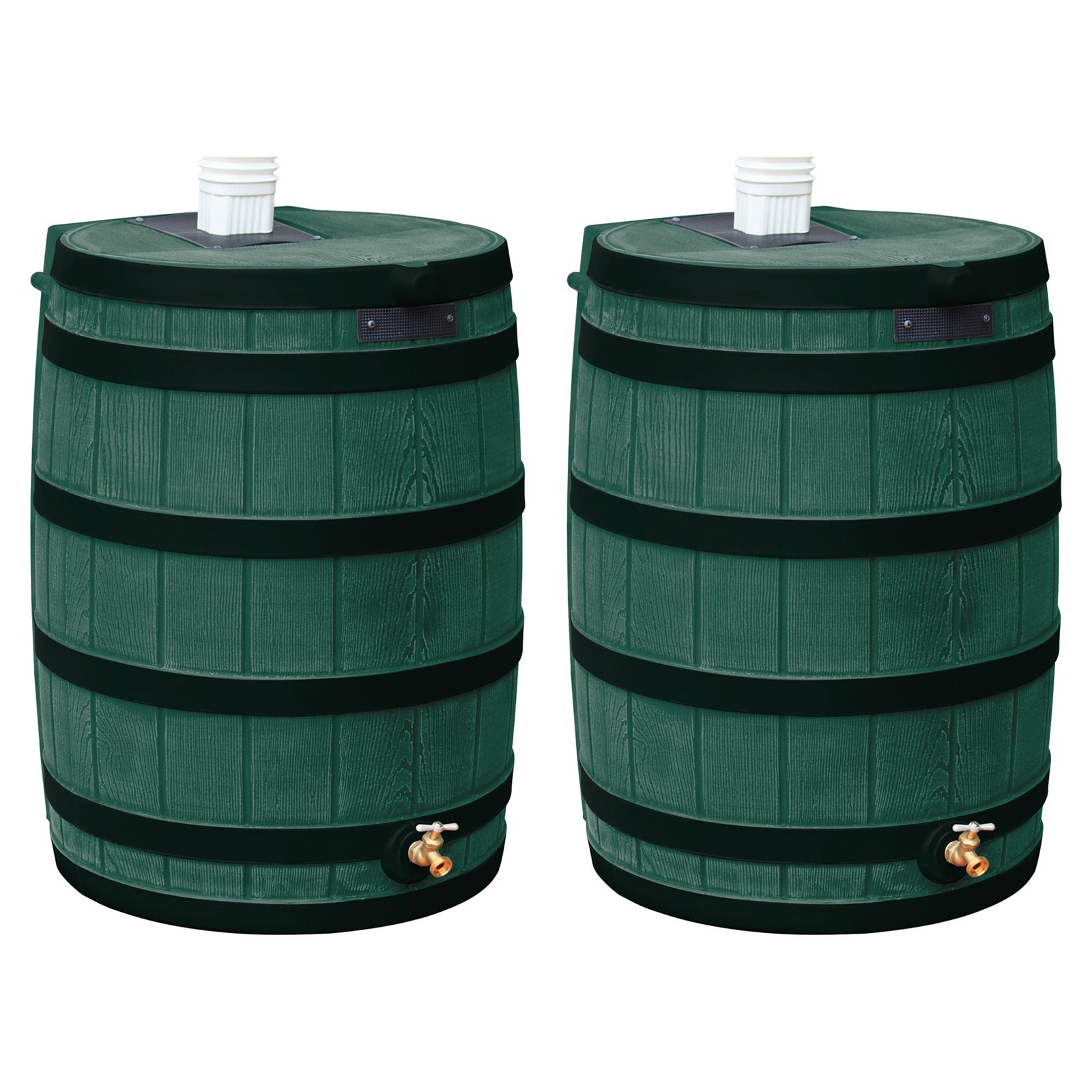 Good Ideas Rain Wizard Wood Rain Barrel with Darkened Ribs, Green, (2 Pack) - VMInnovations