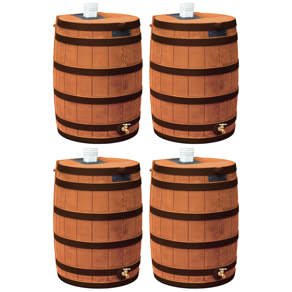 Good Ideas Rain Wizard Rain Barrel with Darkened Ribs, Terra Cotta, (4 Pack)