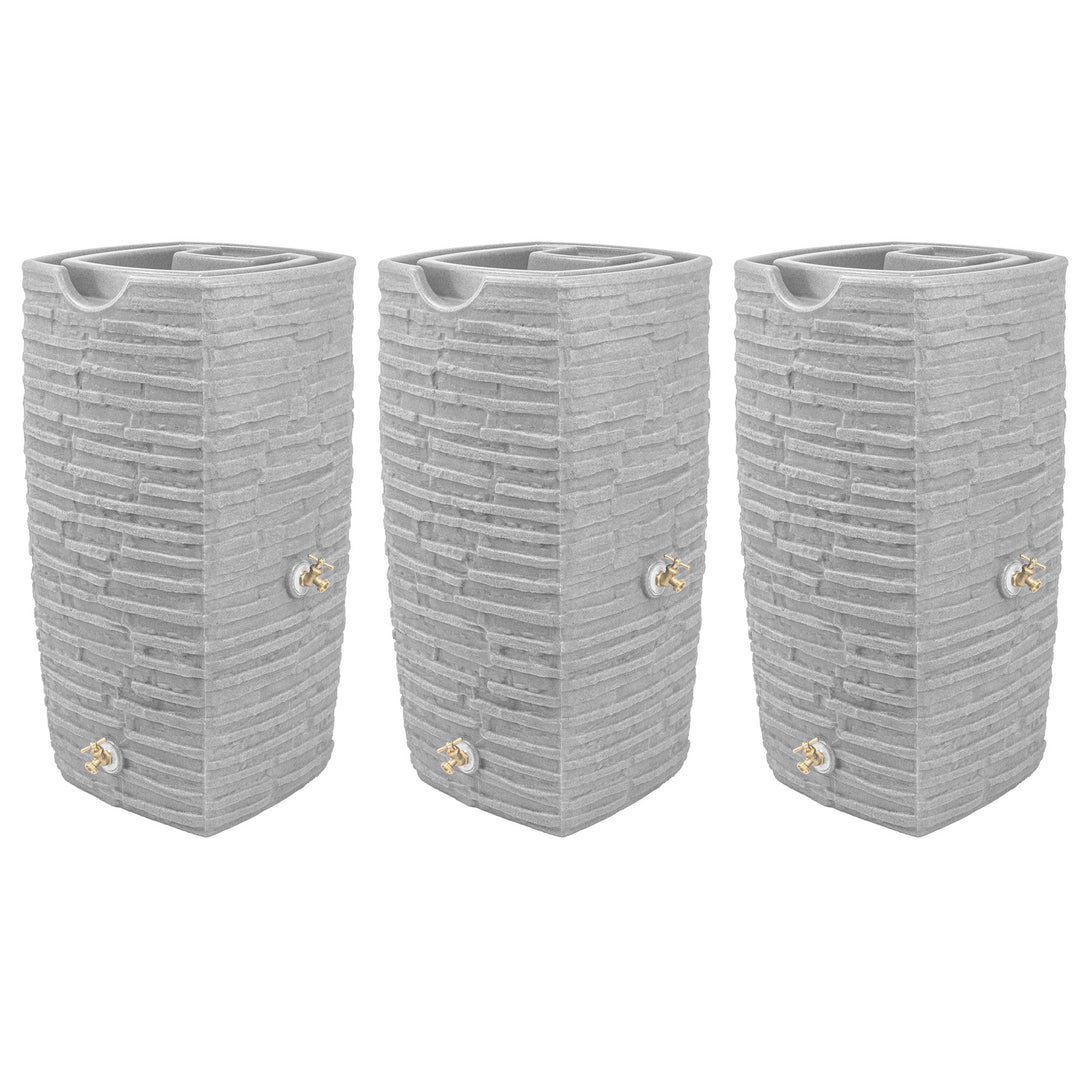 Good Ideas Impressions Riverwalk 50 Gallon Rain Saver, Light Granite (3 Pack) - VMInnovations