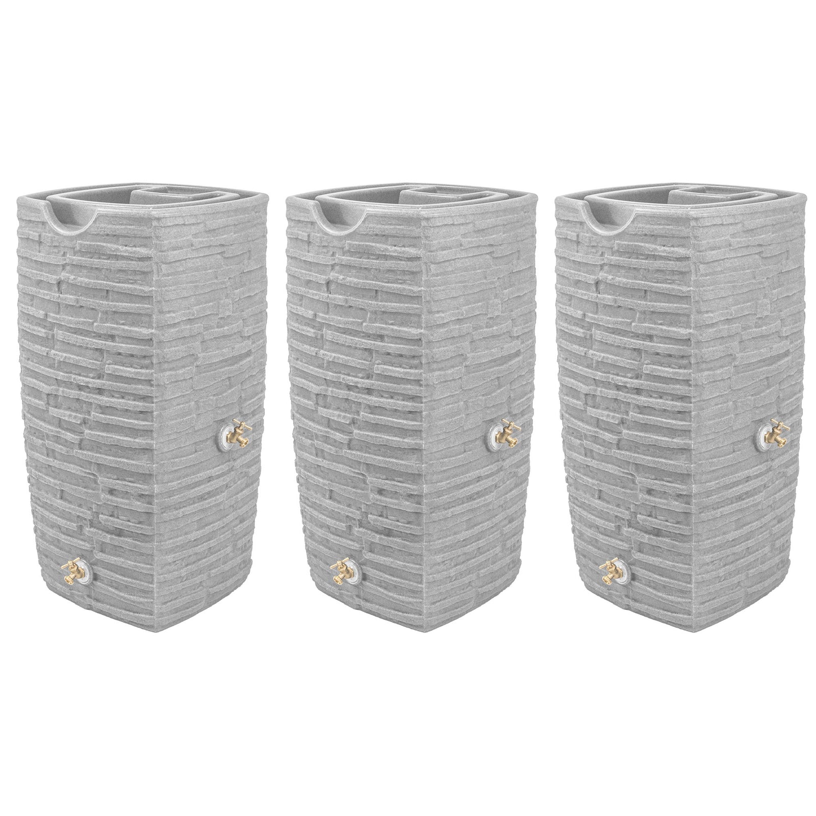 Good Ideas Impressions Riverwalk 50 Gallon Rain Saver, Light Granite (3 Pack) - VMInnovations