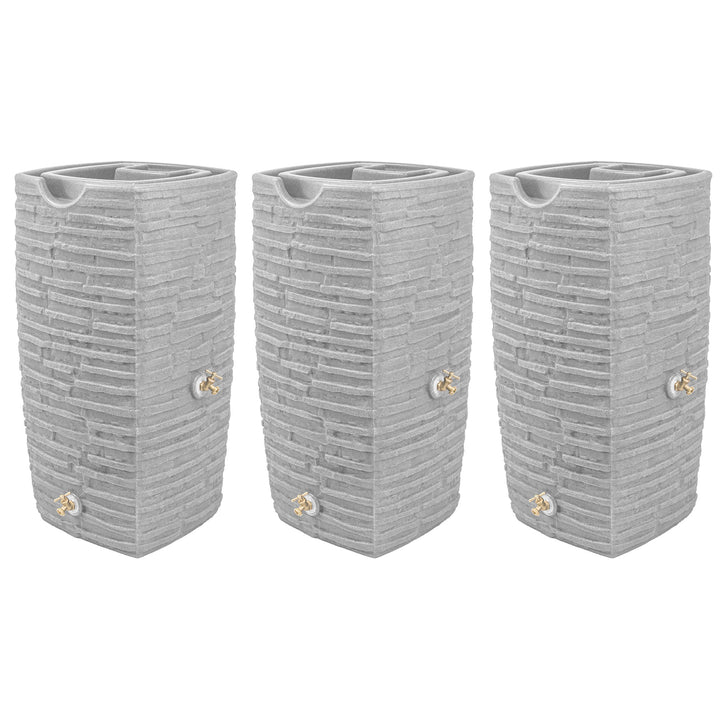 Good Ideas Impressions Riverwalk 50 Gallon Rain Saver, Light Granite (3 Pack) - VMInnovations
