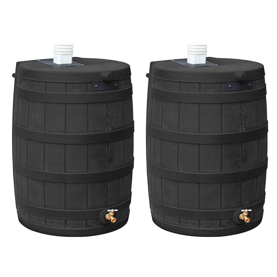Good Ideas Rain Wizard 40 Gallon Capacity Plastic Rain Barrel, Black (2 Pack) - VMInnovations