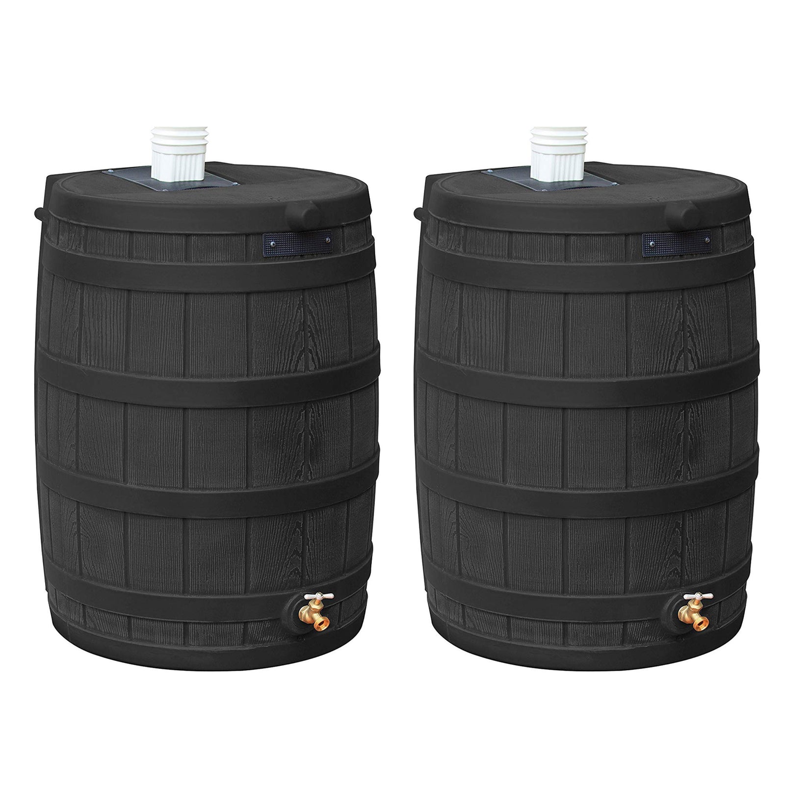 Good Ideas Rain Wizard 40 Gallon Capacity Plastic Rain Barrel, Black (2 Pack) - VMInnovations