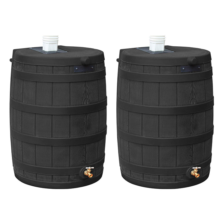 Good Ideas Rain Wizard 40 Gallon Capacity Plastic Rain Barrel, Black (2 Pack) - VMInnovations