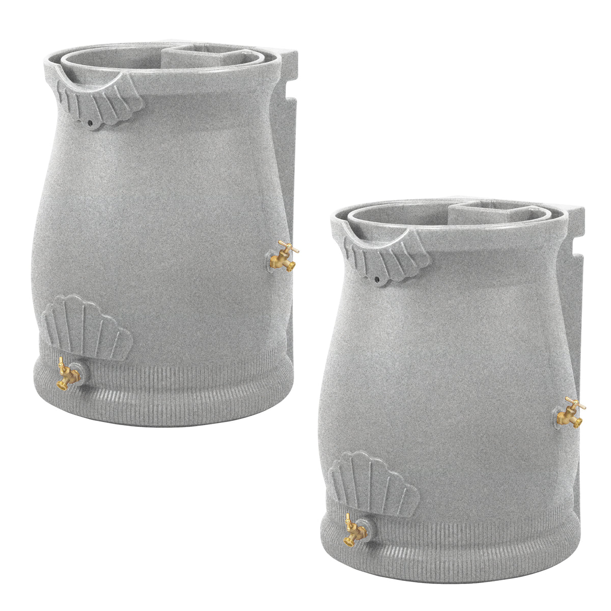 Good Ideas Rain Wizard 50 Gallon Plastic Rain Barrel Urn, Light Granite (2 Pack)
