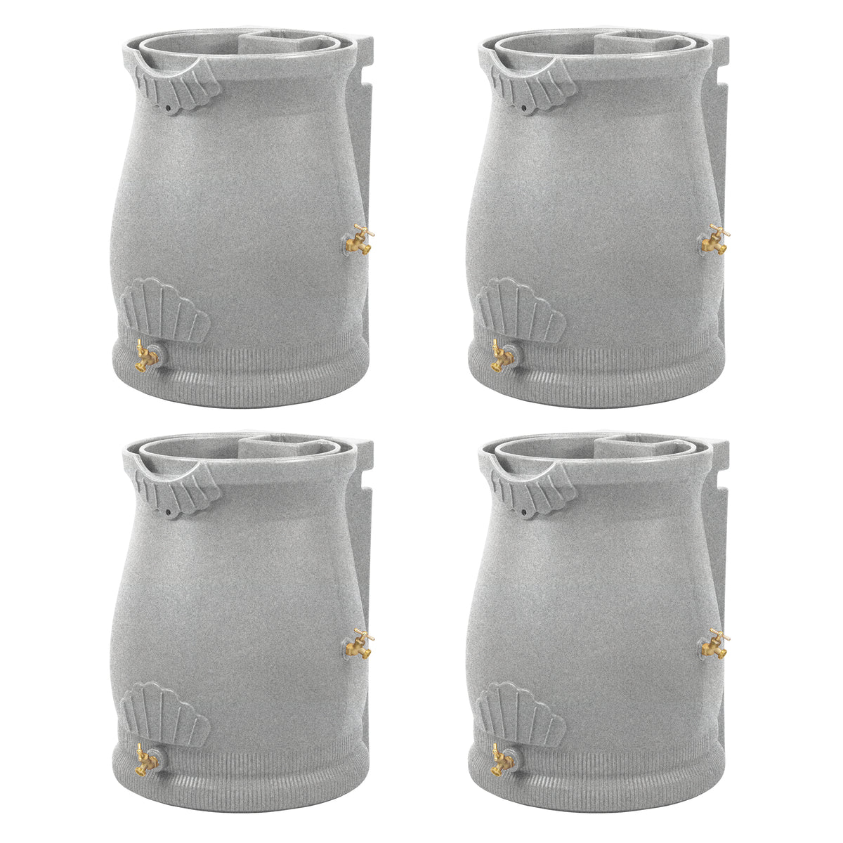 Good Ideas Rain Wizard 50 Gallon Plastic Rain Barrel Urn, Light Granite (4 Pack)