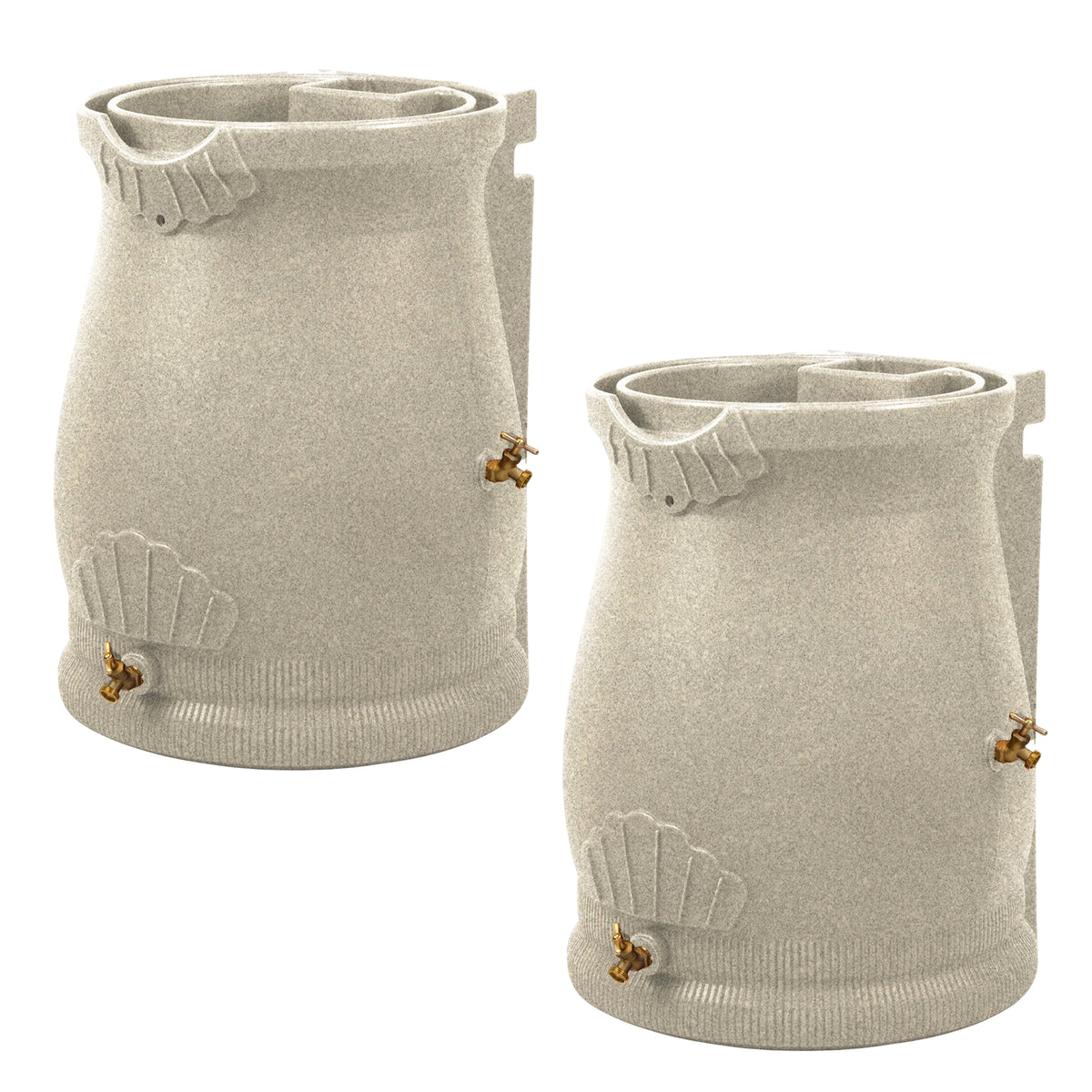 Good Ideas Rain Wizard 50 Gallon Plastic Rain Barrel Urn, Sandstone (2 Pack)
