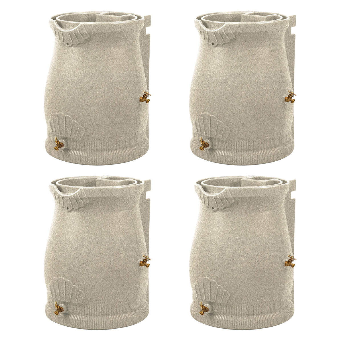 Good Ideas Rain Wizard 50 Gallon Plastic Rain Barrel Urn, Sandstone (4 Pack)
