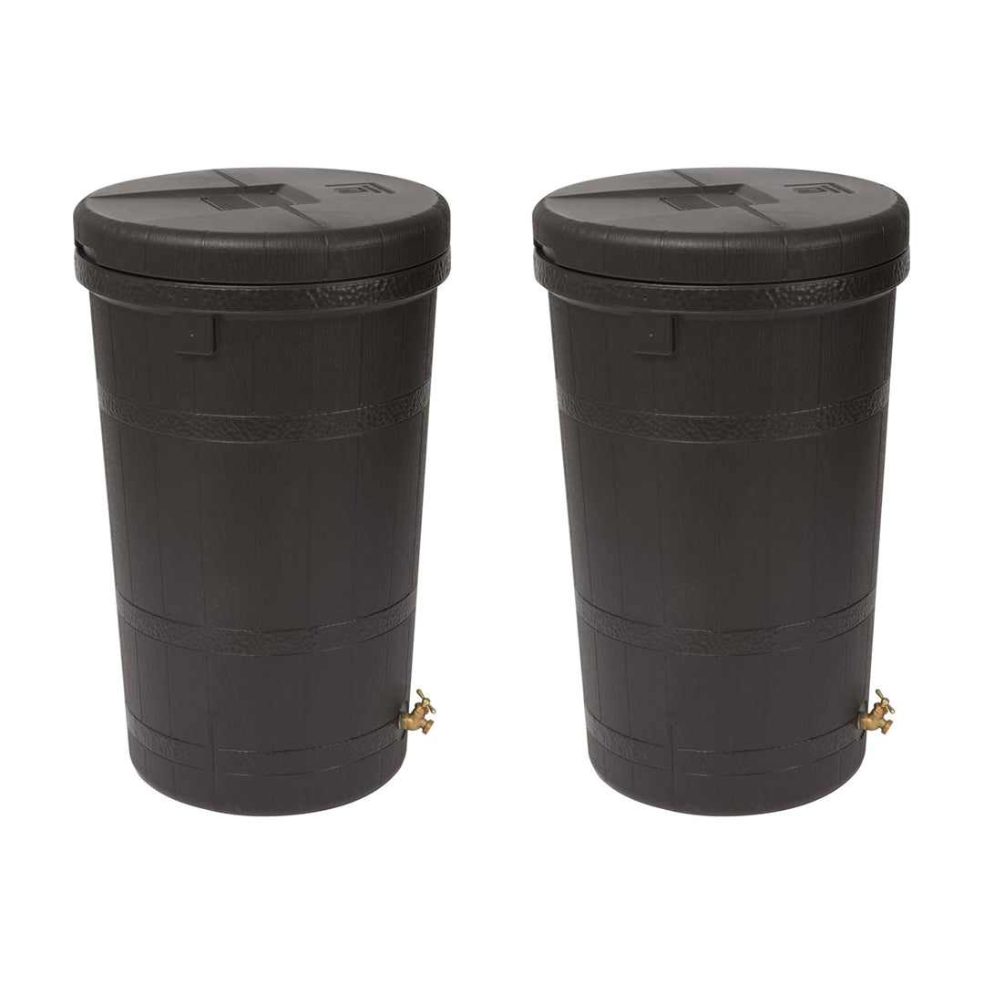 Good Ideas Aspen 50 Gal Rain Barrel Rain Collector Saver w/Brass Spigot (2 Pack) - VMInnovations