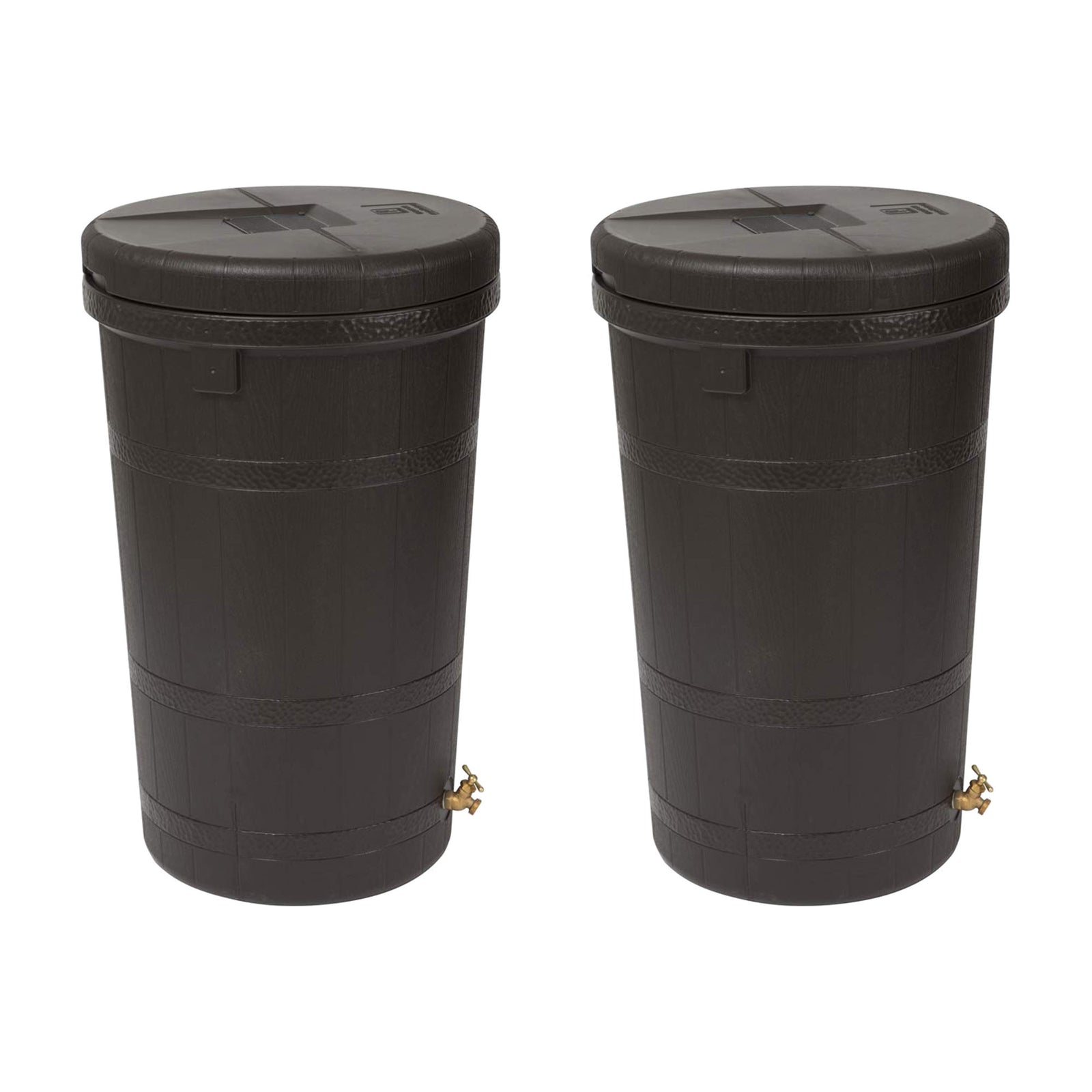 Good Ideas Aspen 50 Gal Rain Barrel Rain Collector Saver w/Brass Spigot (2 Pack) - VMInnovations