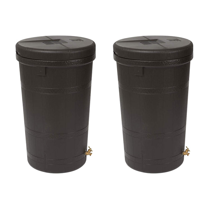 Good Ideas Aspen 50 Gal Rain Barrel Rain Collector Saver w/Brass Spigot (2 Pack) - VMInnovations