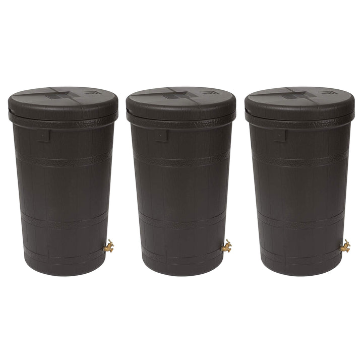 Good Ideas Aspen 50 Gal Rain Barrel Rain Collector Saver w/Brass Spigot (3 Pack) - VMInnovations