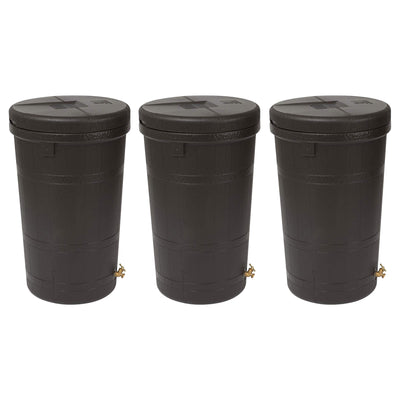 Good Ideas Aspen 50 Gal Rain Barrel Rain Collector Saver w/Brass Spigot (3 Pack)