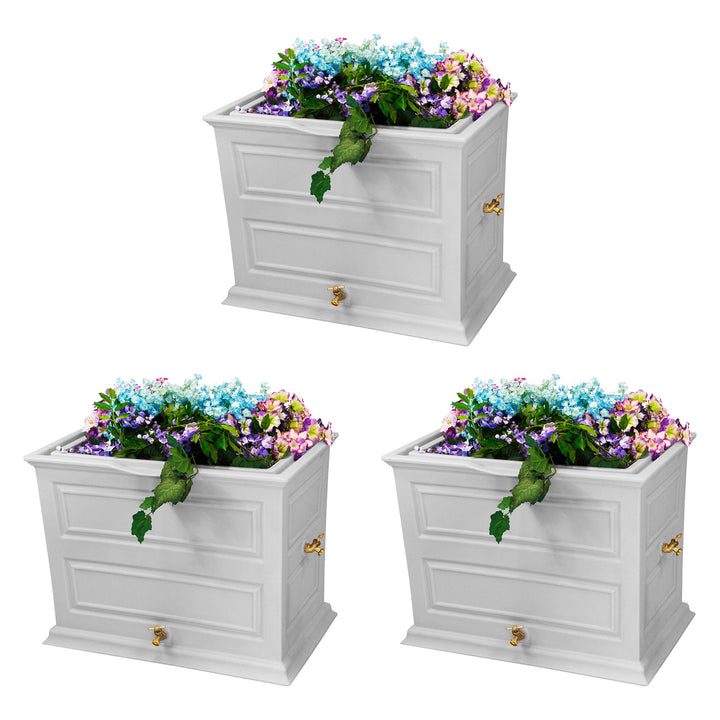 Good Ideas Savannah 42 Gal Flatback Colonial Style Rain Barrel Planter (3 Pack) - VMInnovations