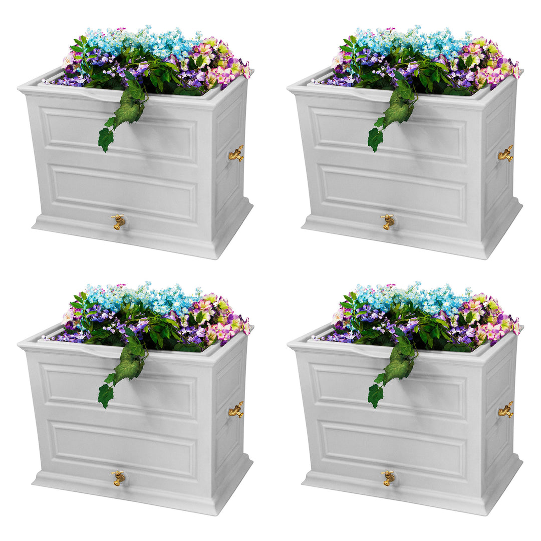 Good Ideas Savannah 42 Gal Flatback Colonial Style Rain Barrel Planter (4 Pack) - VMInnovations