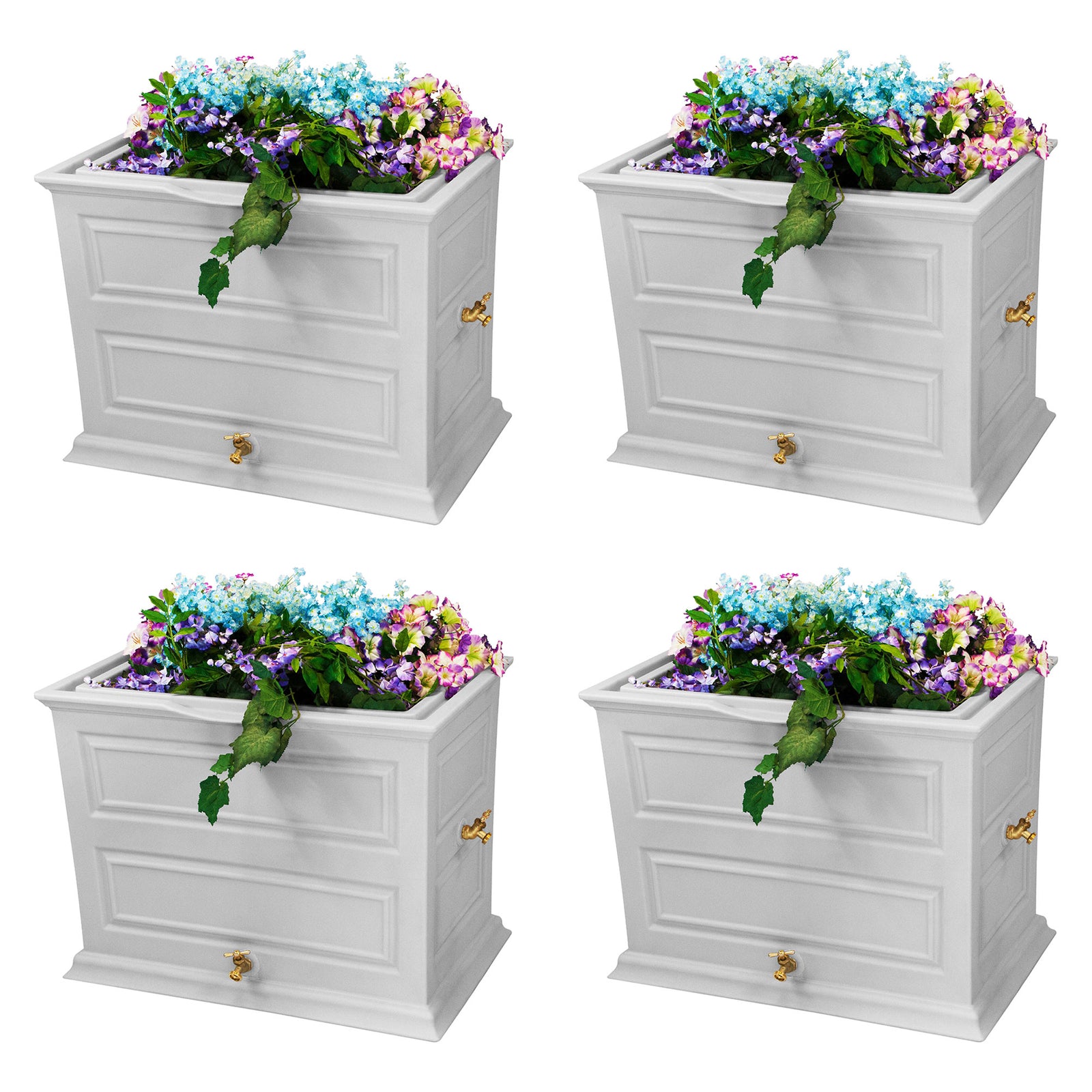 Good Ideas Savannah 42 Gal Flatback Colonial Style Rain Barrel Planter (4 Pack) - VMInnovations