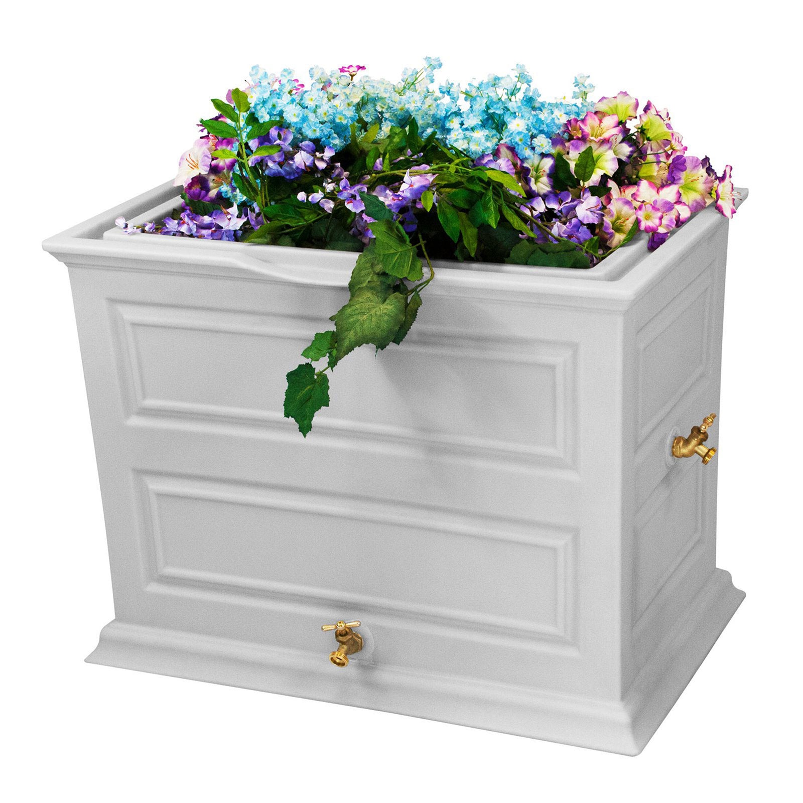 Good Ideas Savannah 42 Gal Flatback Colonial Style Rain Barrel Planter (4 Pack) - VMInnovations