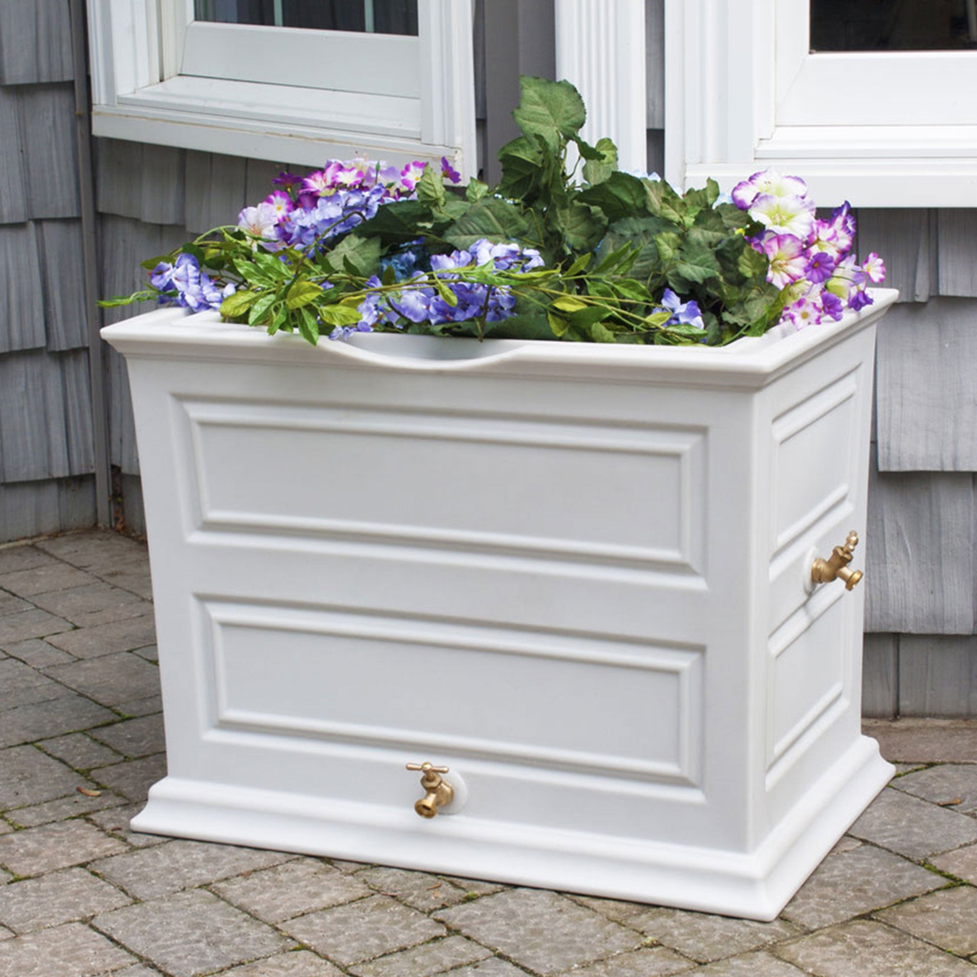 Good Ideas Savannah 42 Gal Flatback Colonial Style Rain Barrel Planter (4 Pack) - VMInnovations