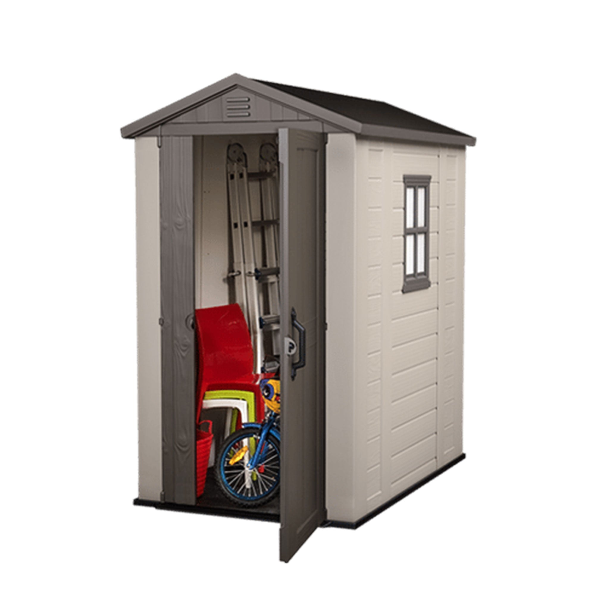Keter Factor 4 x 6 Foot Outdoor Garden Tool Storage Shed, Brown (For Parts) - VMInnovations