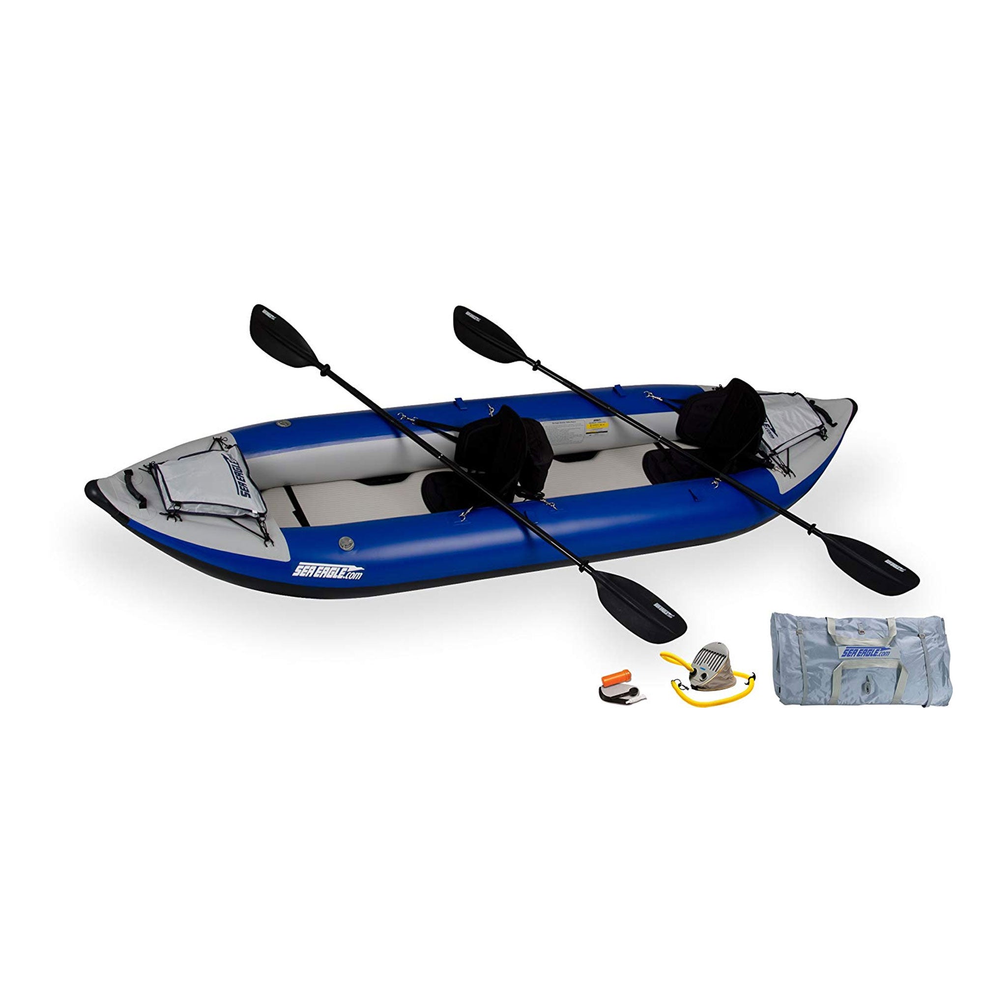 Sea Eagle Inflatable 3 Person Kayak Explorer Pro Package, White/Blue (Open Box)