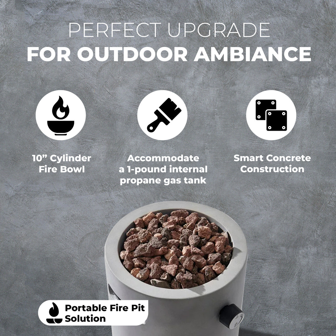 Four Seasons Courtyard 10,000 BTU 10 Inch Round Column Portable Gas Fire Pit - VMInnovations