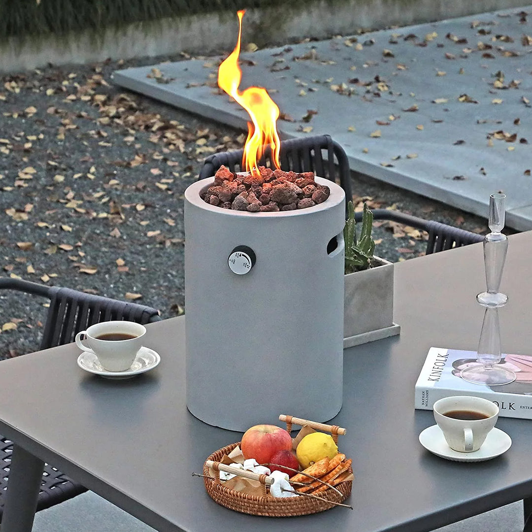 Four Seasons Courtyard 10,000 BTU 10 Inch Round Column Portable Gas Fire Pit - VMInnovations