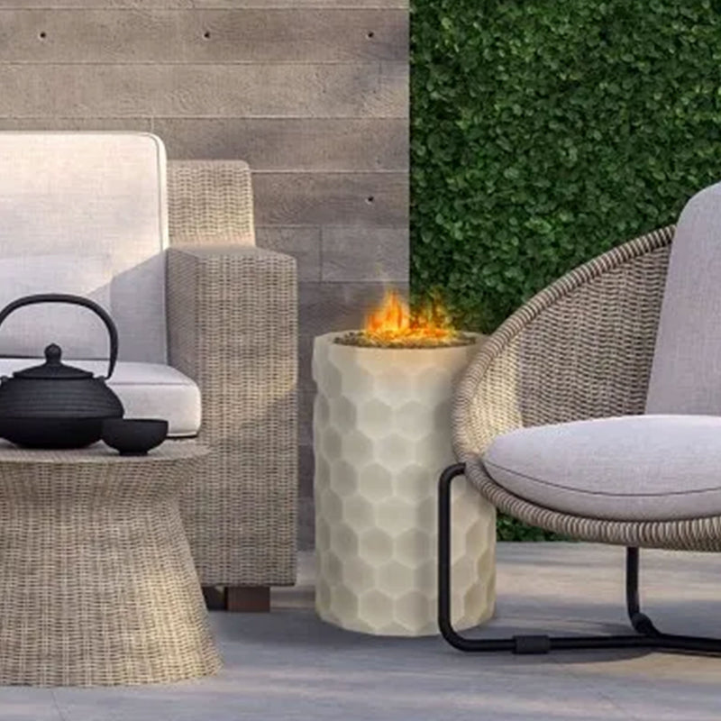 Four Seasons Courtyard Gas Fire Pit with Honeycomb Stone Pattern for Outdoor Use