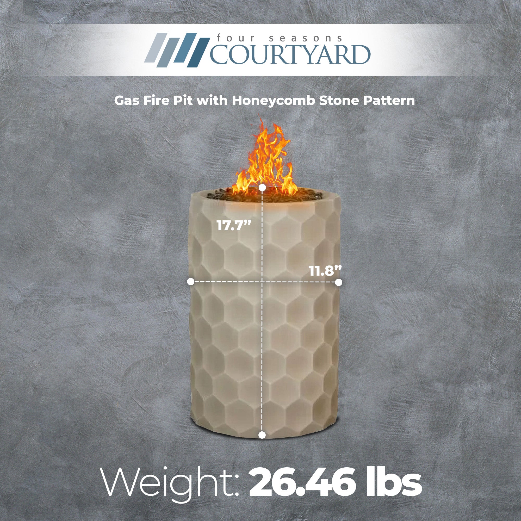 Four Seasons Courtyard Gas Fire Pit w/Honeycomb Stone for Outdoor Use(Open Box) - VMInnovations