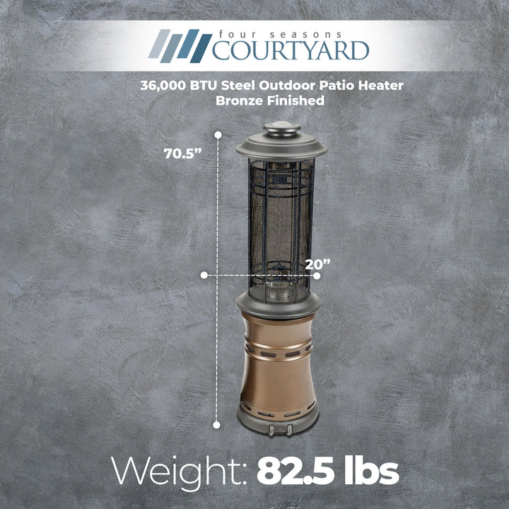 Four Seasons Courtyard Inferno 36,000 BTU Steel Outdoor Patio Heater, Bronze - VMInnovations
