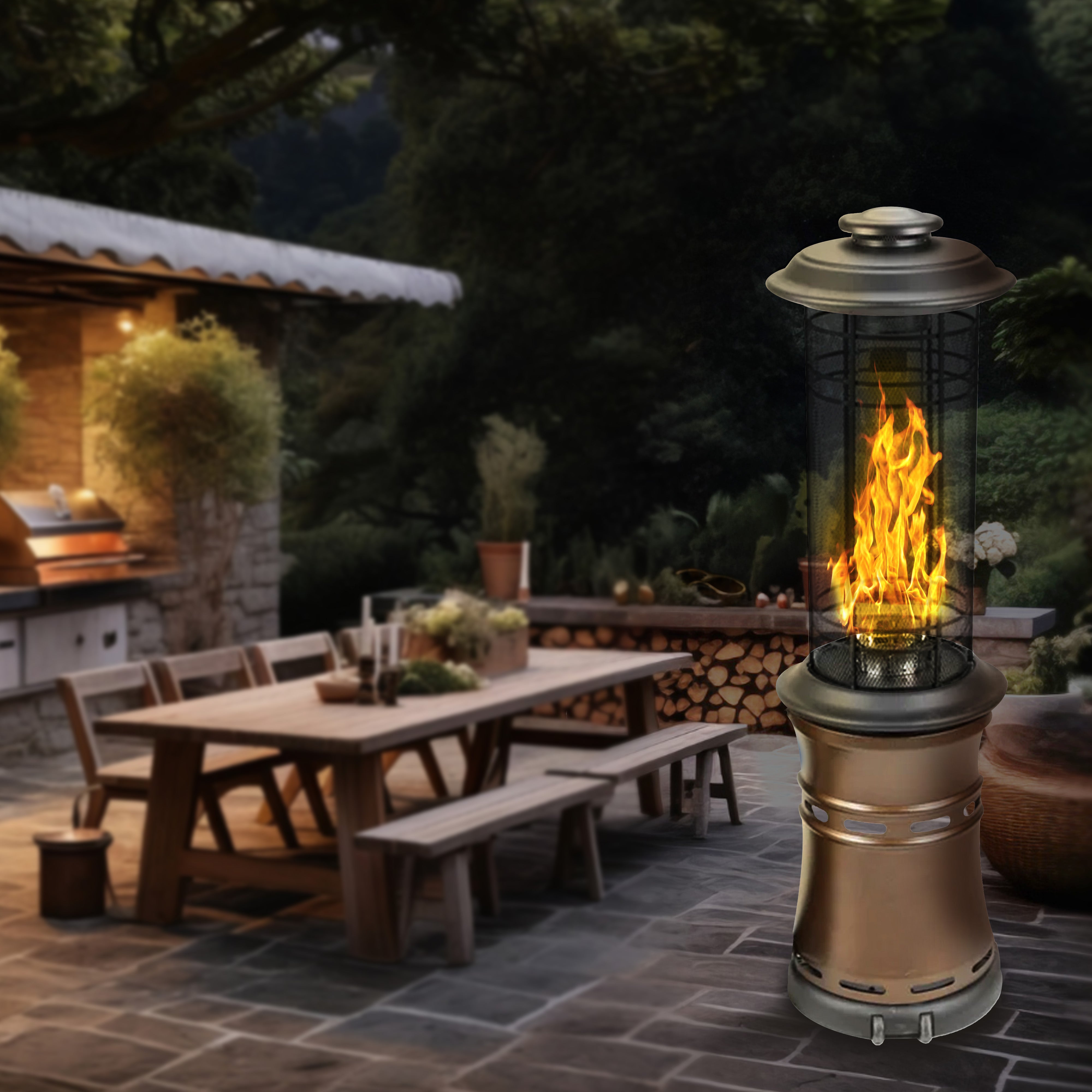 Four Seasons Courtyard Inferno 36,000 BTU Steel Patio Heater, Bronze (Used) - VMInnovations
