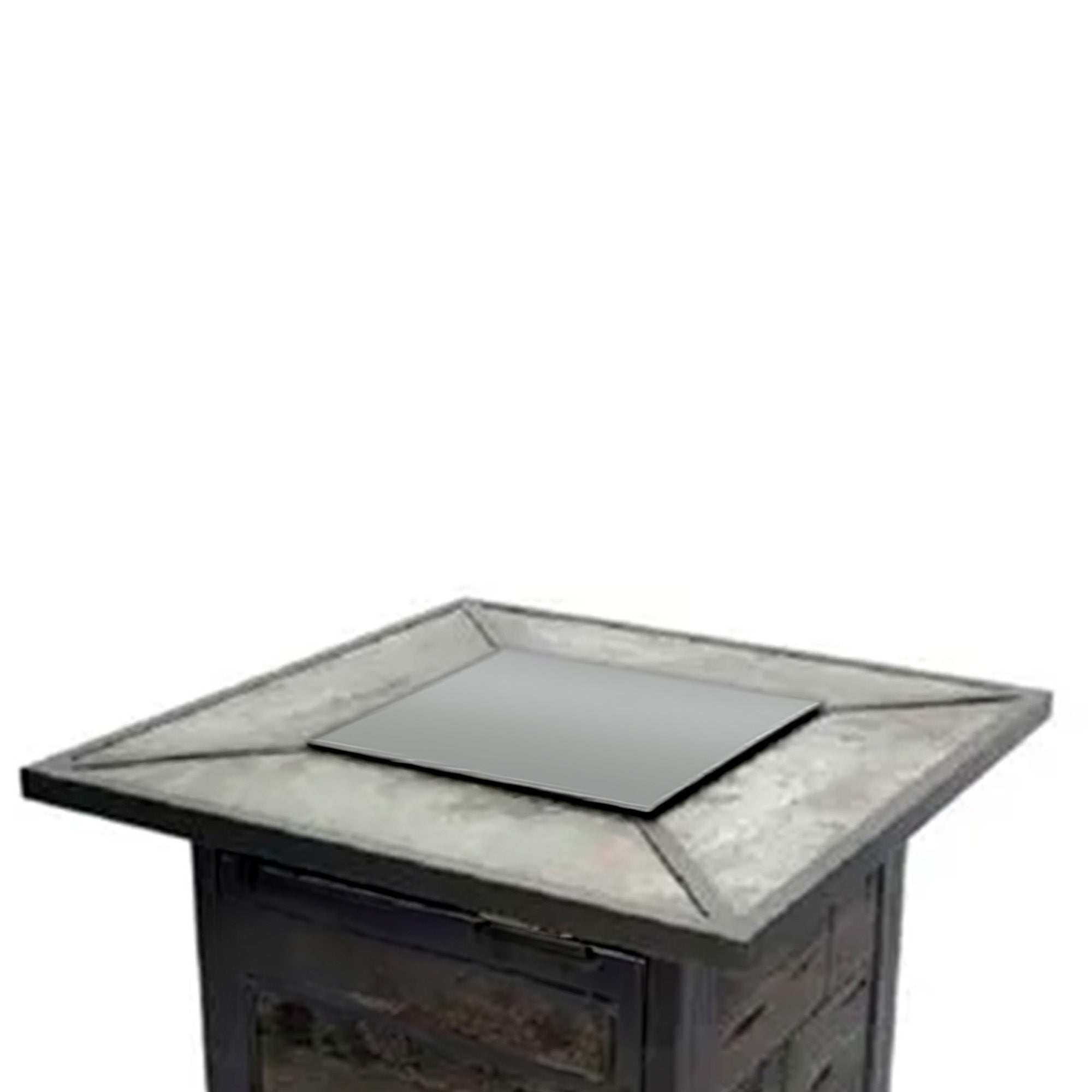 Patio Master Evanston Square Gas Fire Pit with Steel Cover & Faux Wood Tile Top - VMInnovations