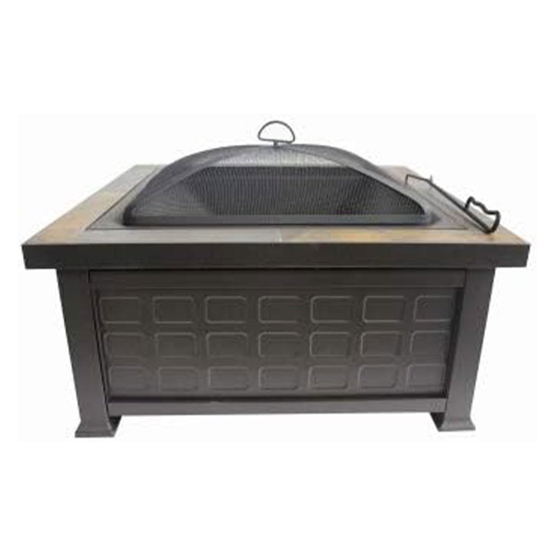 Four Seasons Courtyard Antique Style Wood Burning Fire Pit with Slate Top Table