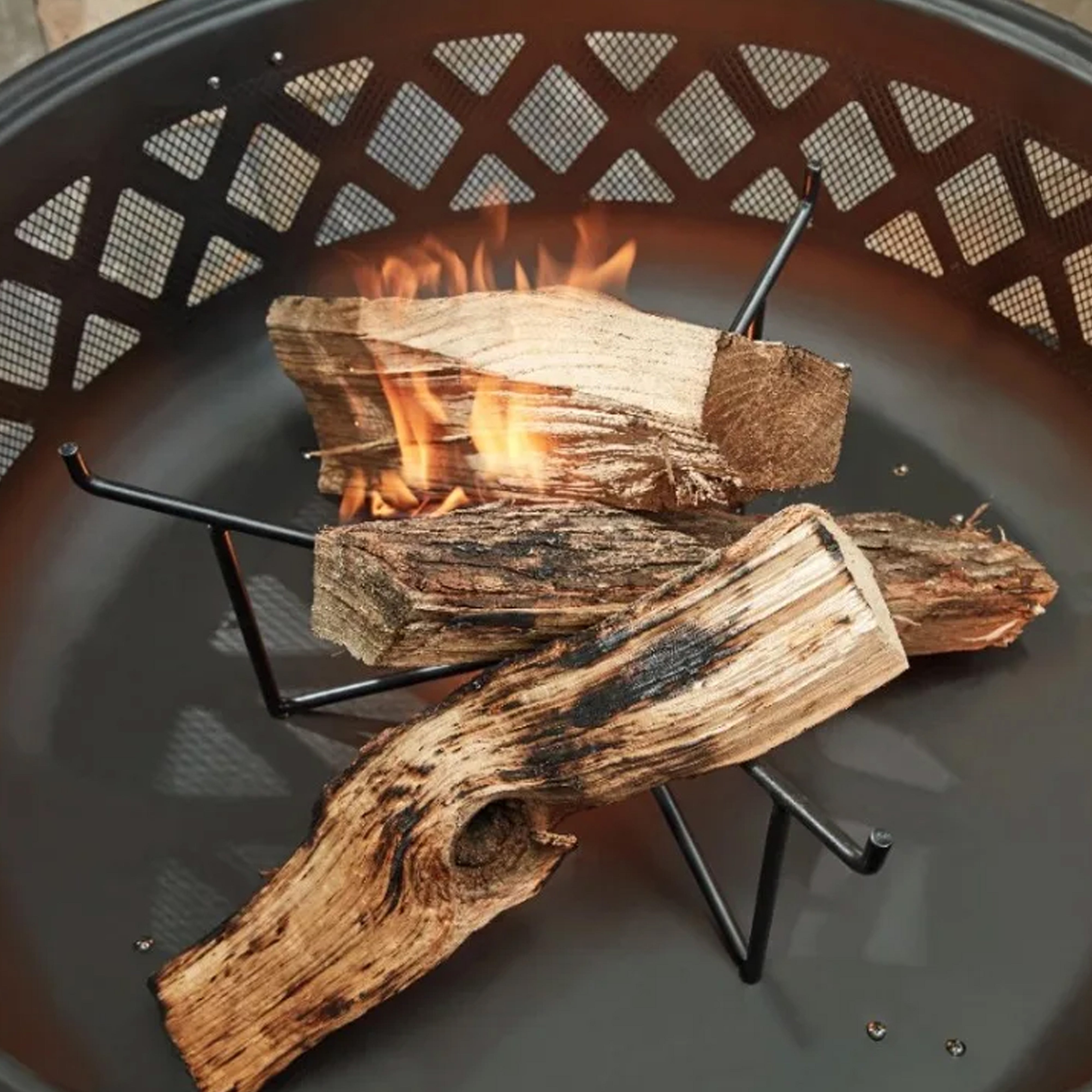 Four Seasons Courtyard 35" Round Fire Pit w/Steel Legs & Safety Ring (For Parts) - VMInnovations